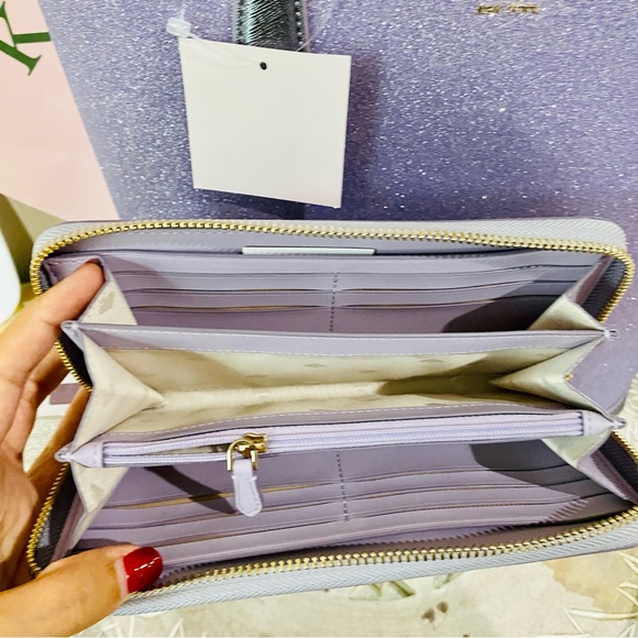 KATE SPADE TINSEL GLITTER TOTE WALLET AND COSMETIC BAG SET ONLY ONE LEFT! NWT - Picture 6 of 11